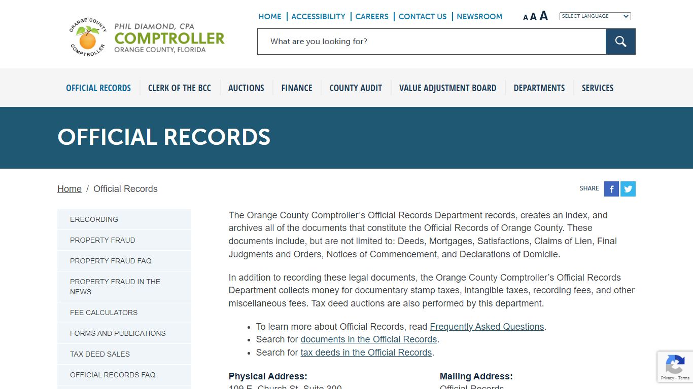 Official Records - Phil Diamond - Orange County Comptroller - occompt.com